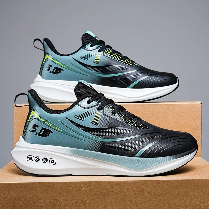 

Sports and leisure shoes, men's shoes, marathon oversized air cushioned shoes, fly woven all season rubber, wear-resistant, anti