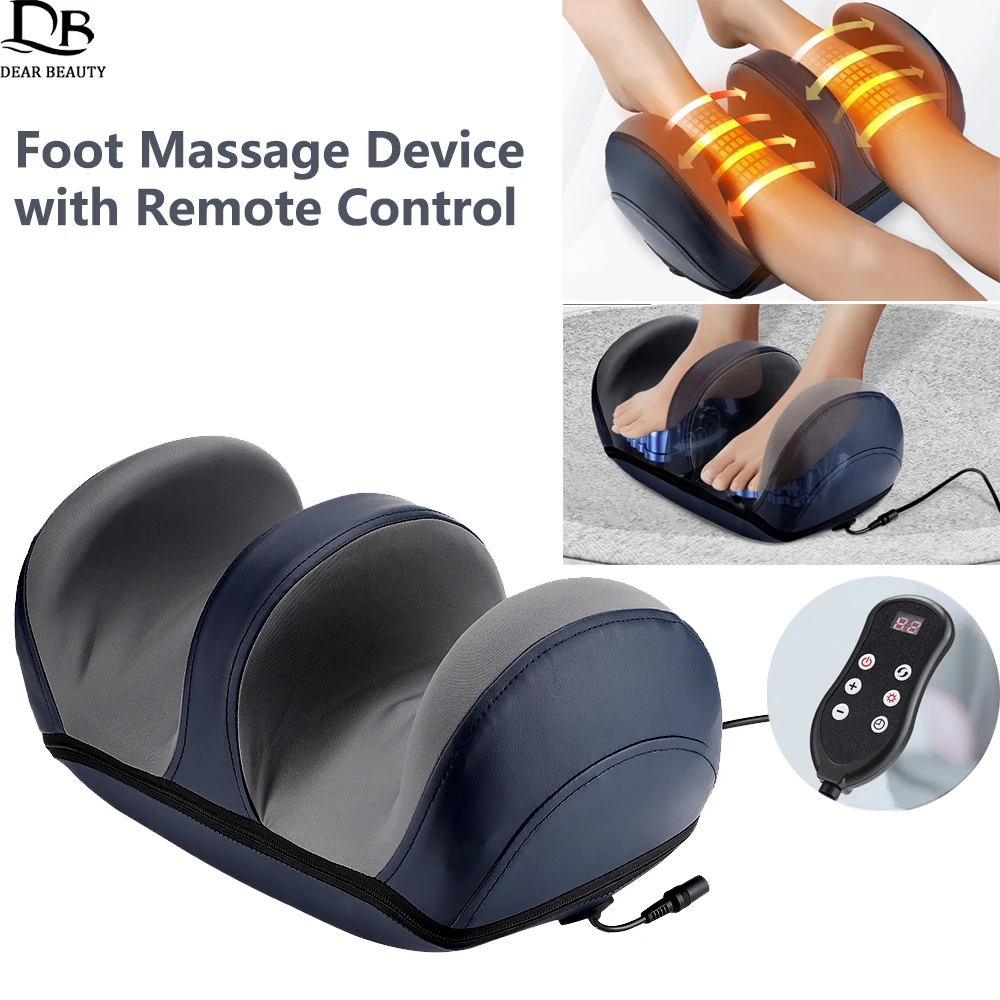 

Remote Control Electric Foot Massager Red Light Hot Compress Therapy 20-ball Kneading Leg Calf Massager Roller Relieve Fatigue