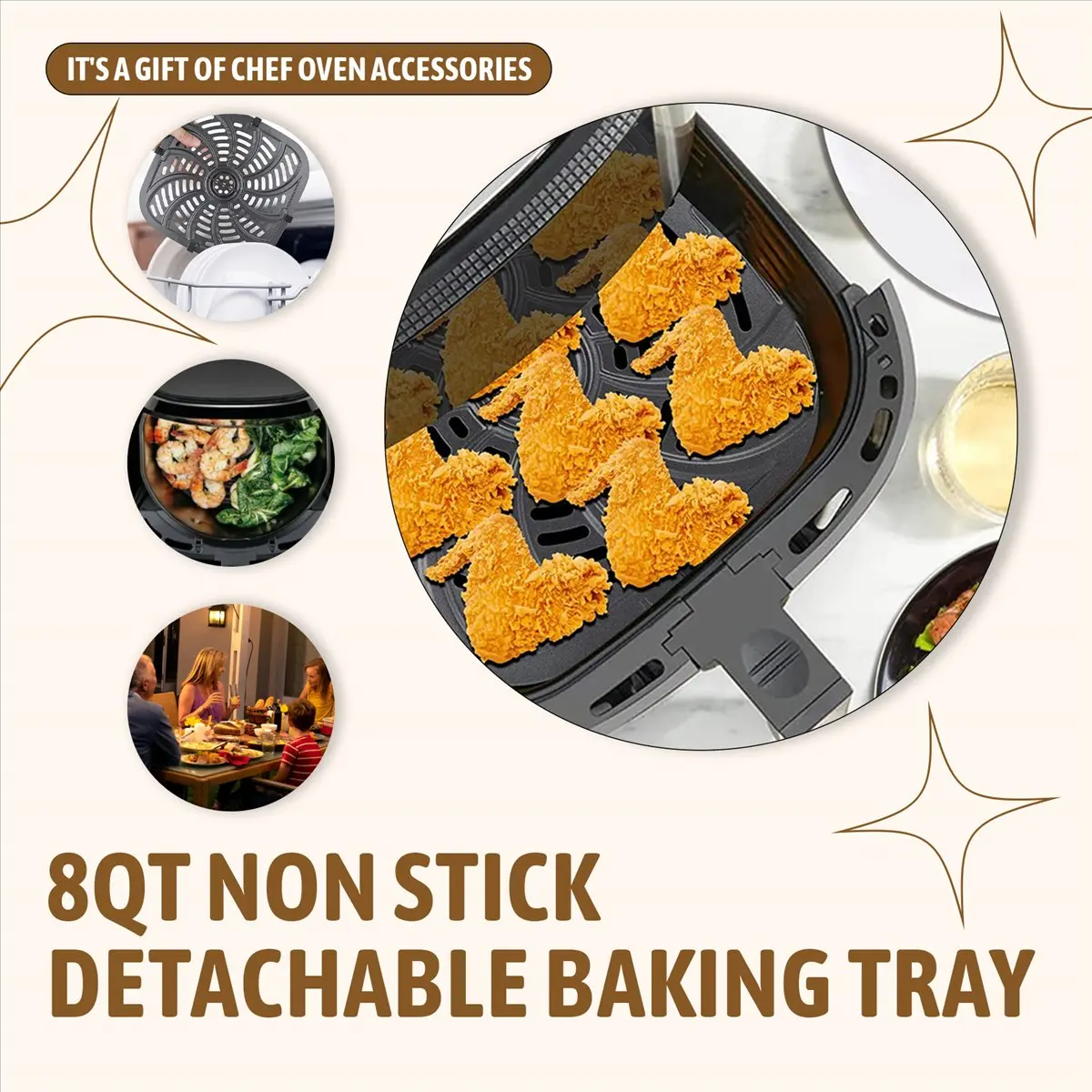 #49V Air Fryer Replacement Grill Pan, Air Fryer Accessories for Chefman,air fryer accessories,(Metal)