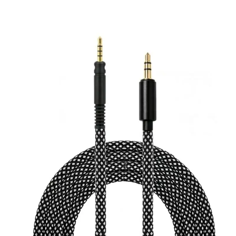 R53C Over-Ear Headphone Replacement Cord with Textile Cable Cover for HD518, 3.5 mm Music End, 150 Reach, and Daily Home Use in