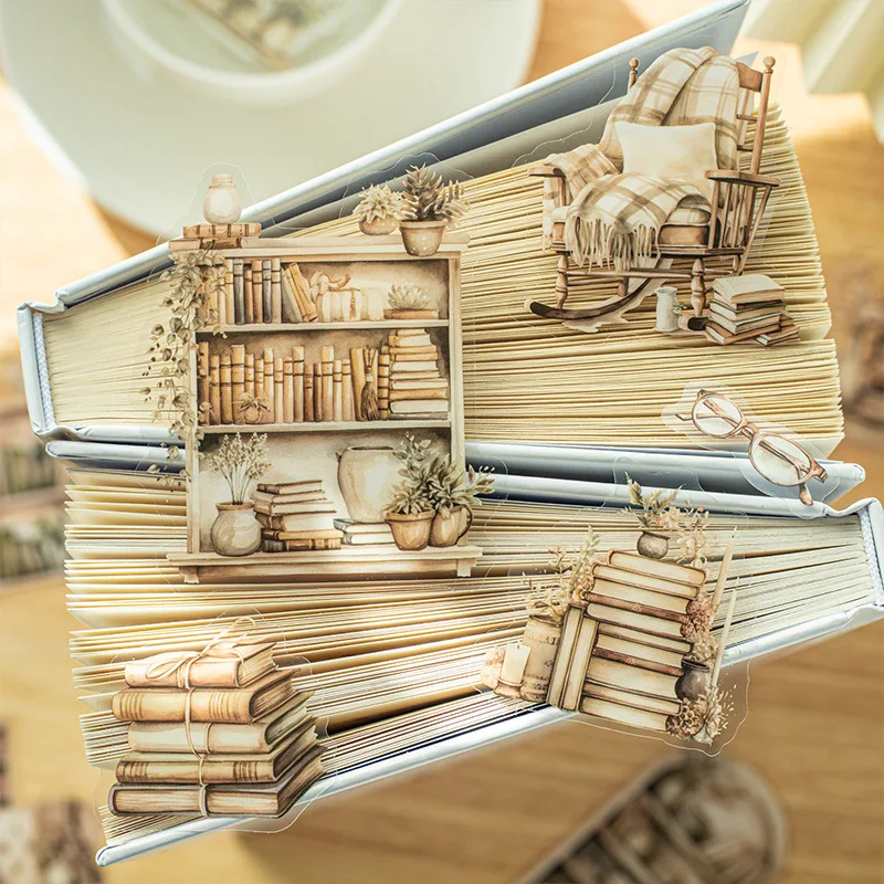 20 pcs Reading book scene theme DIY collage decorative stickers Scrapbooking Material handmade Diary Album Junk Journal Supplies