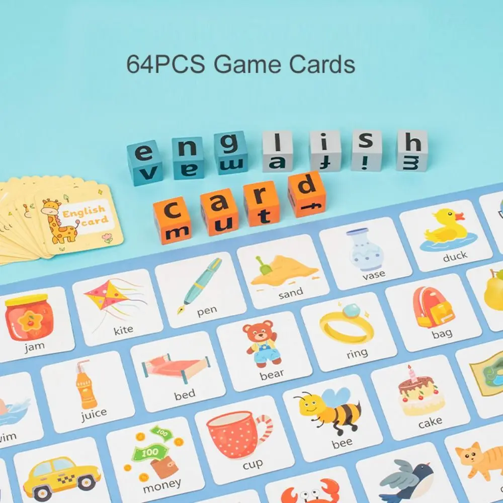 Wooden English Learning Building Blocks Letter Cognitive PK Memory Challenge Spell Word Toys Early Learning Educational Toys