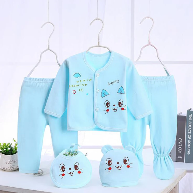 Newborn Baby Sets (5pcs/set) Soft Clothing Cotton Fashion Boys Girls Suits