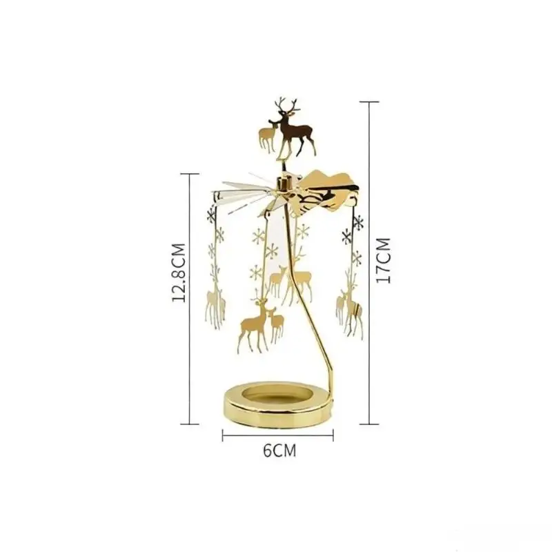 Stainless Steel Heat Powered Rotating Candle Holder INS Style Carousel Tea Light for Valentine's Day Gift