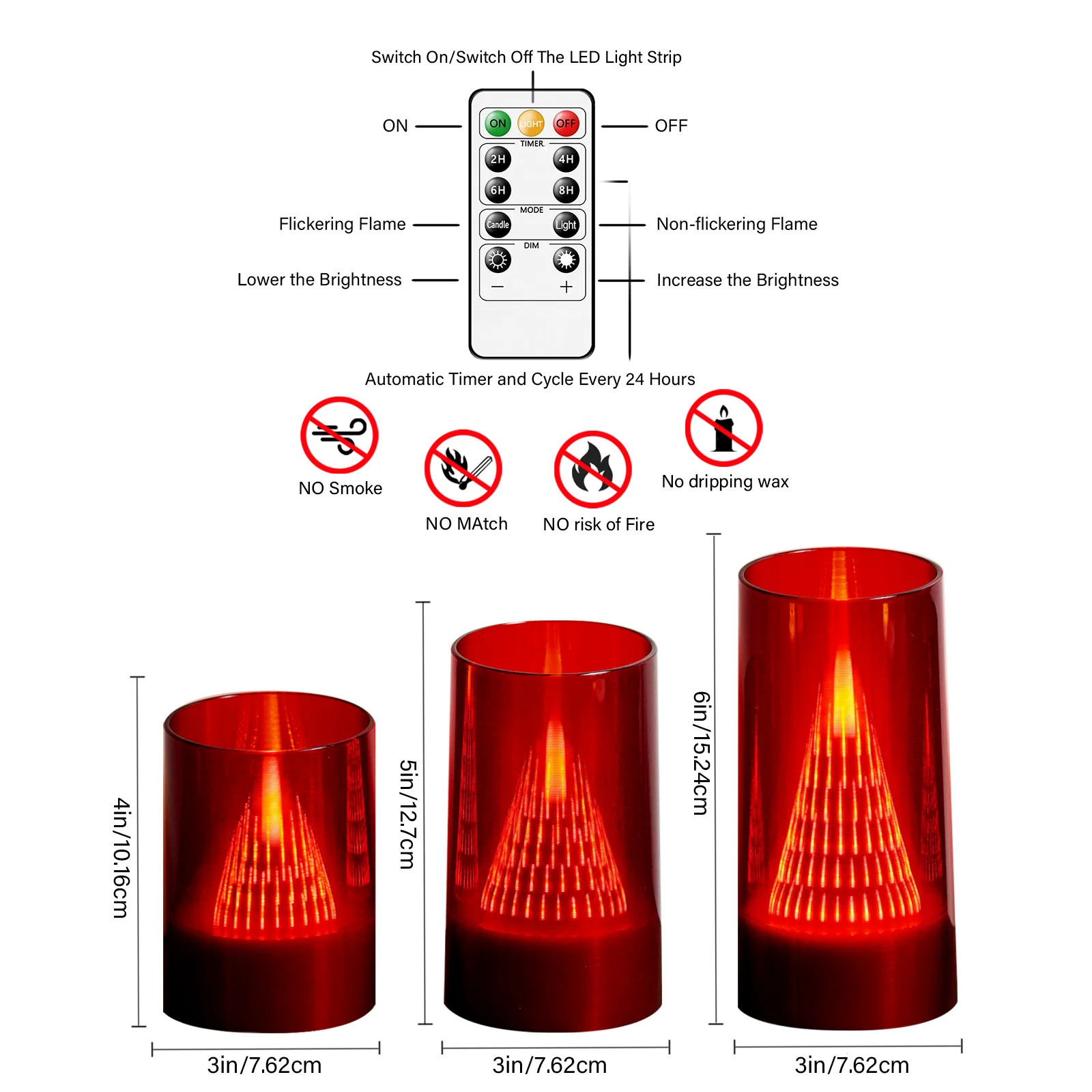 Multicolor Acrylic Flameless LED Electronic Candles Volcano Lamp Timer Dimmable Flickering for Easter Halloween Xmas New Year