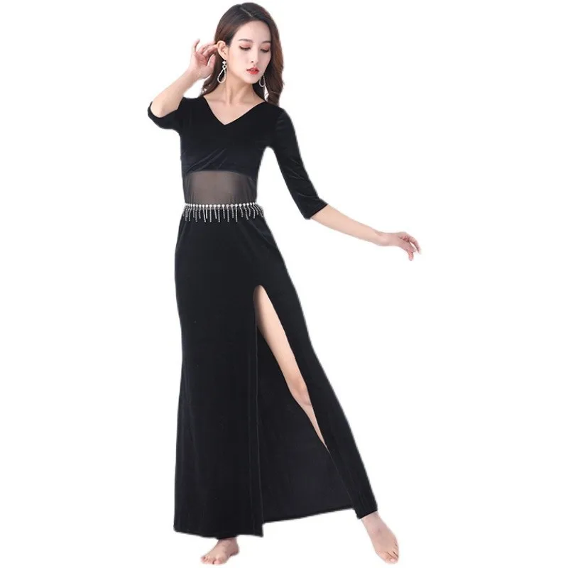 Belly Dance Long Dress Sexy Costume Practice Clothes Oriental Performance Training  Dress Stage Dance  Adult No Belt Clothing