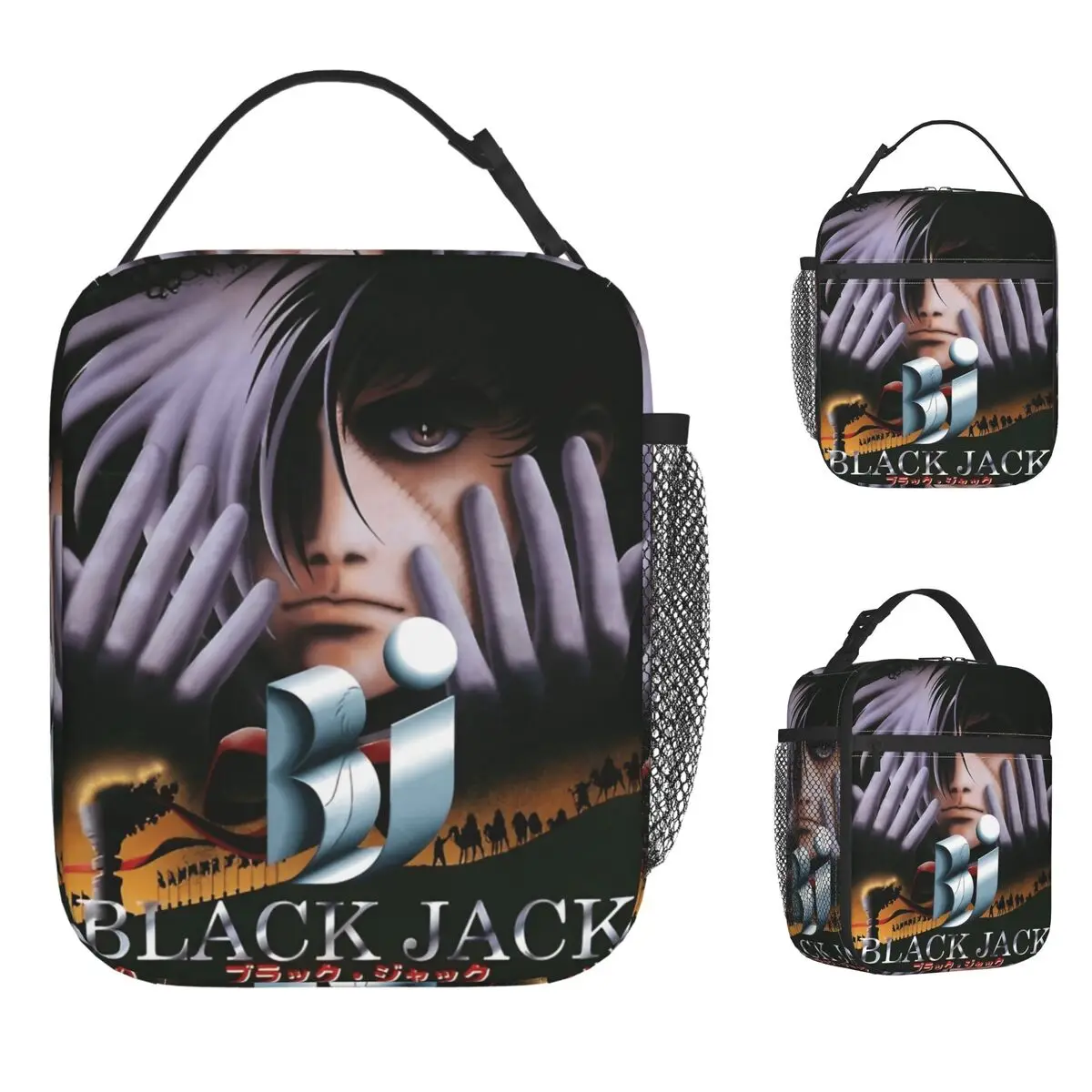 

Black Jack Anime Lunch Bag Funny Lunch Box Travel Portable Insulated Tote Food Bags For Child Oxford Print Cooler Bag