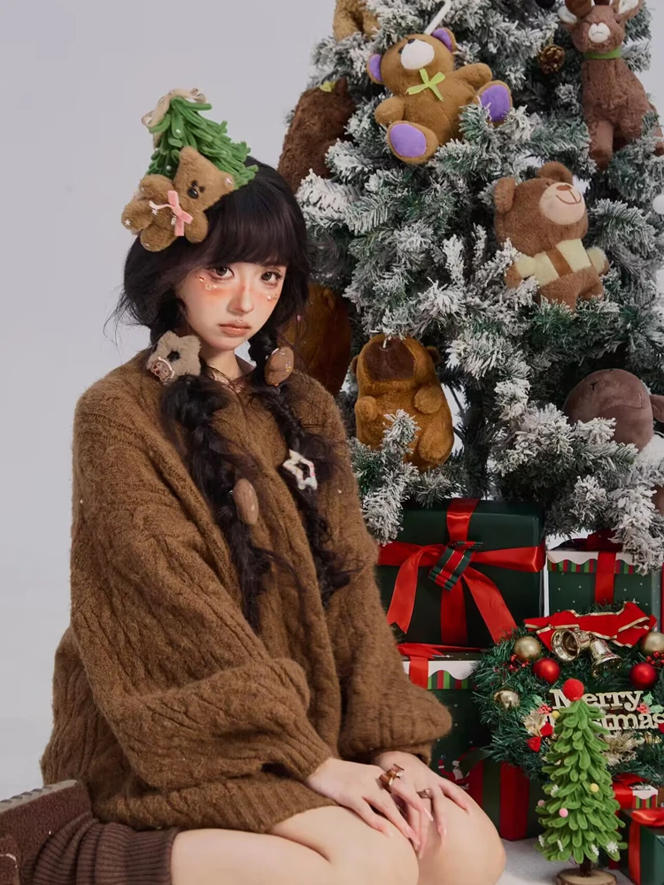 

Осенне-зимний новый стиль: милый свитер для студийной фотосъемки, художественный рождественский костюм для девочек, сценический наряд