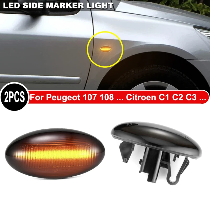 2Pcs LED Side Marker Light For Peugeot 107 1007 108 206 301 307 407 Expert Citroen C1 C2 C3 C4 C5 C6 Jumpy Replace OEM 632570