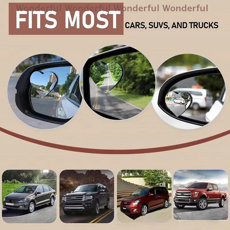 

One Pair Round Frame 360 Blind Spot Mirror, Adjustable Wide-angle Car Rearview Sucker Mirrors, Auxiliary Convex Mirror