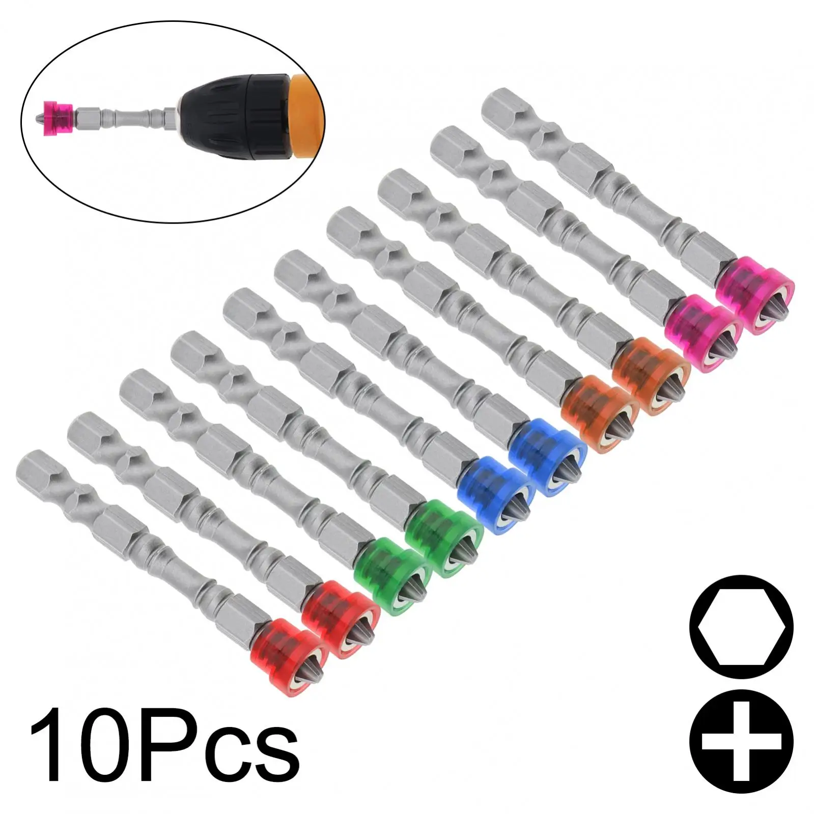 

10pcs Drywall Screwdriver Bits Strong Magnetic PH2 Phillips Cross Head 1/4 Inch Hex Shank Electric Screw Driver Drill Bits Set