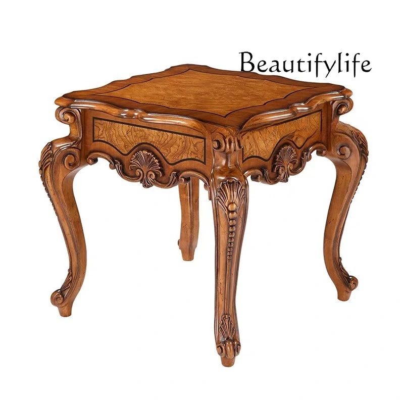 

American solid wood French retro old carved villa living room designer fashion and high sense