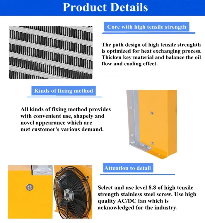 Aluminum Fan Air Oil Cooler Hydraulic Fan Cooled Heat Exchanger Unit