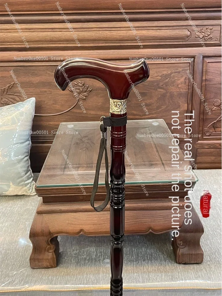 Walking Stick for the Elderly Solid Wood Walking Stick Four-Legged Non-Slip Wooden Cane Lightweight Cane Handrail Stick