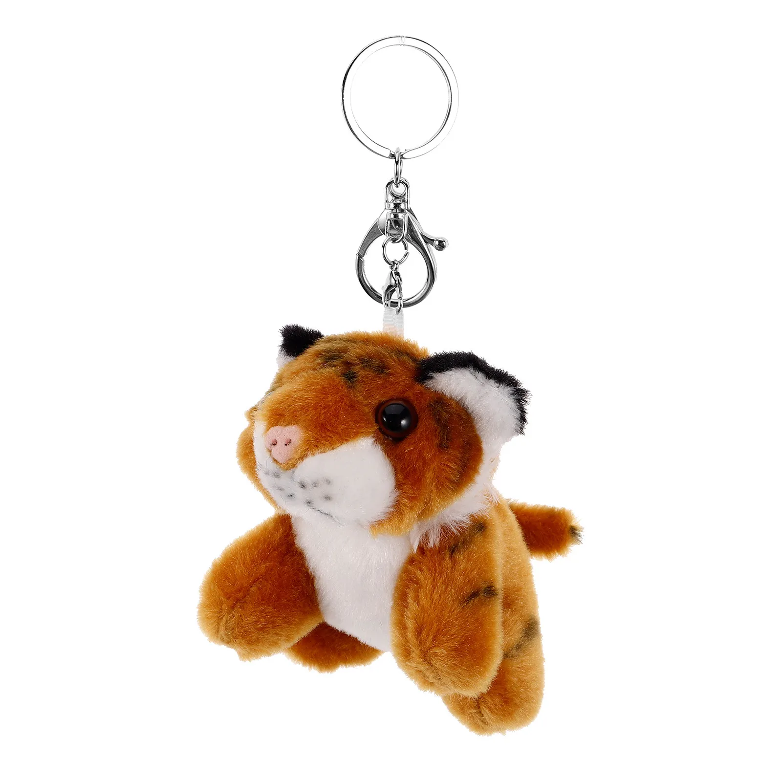 Realistic Tiger Keychain Lifelike Zoo Souvenir for Kids Backpack Keys Handbag Car Hanging Decor Small Stuffed Animal