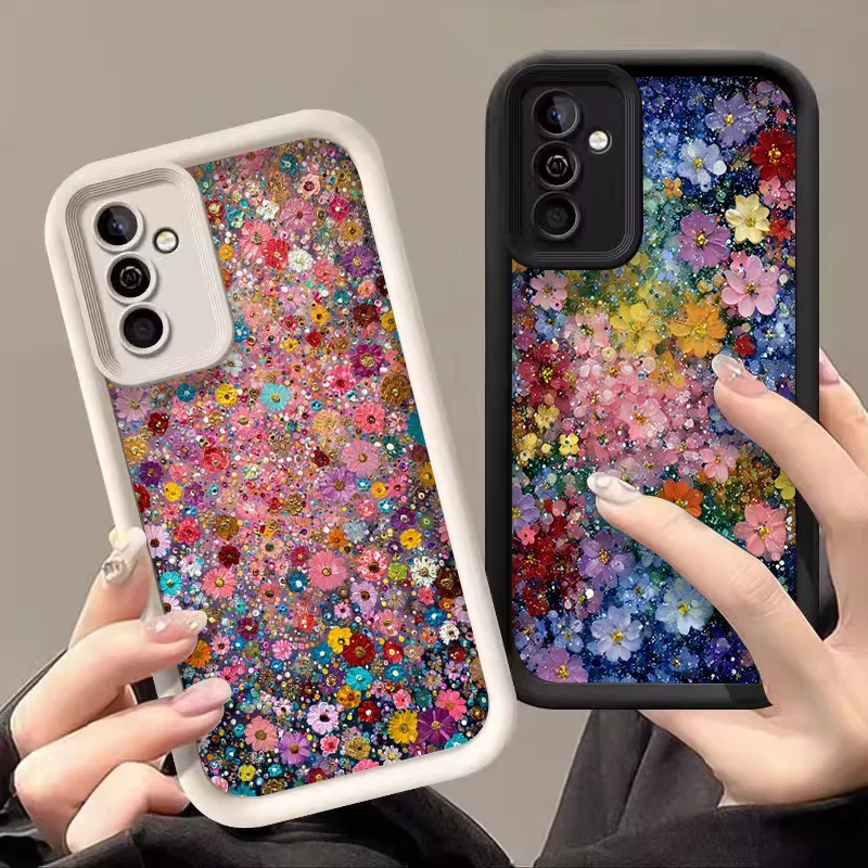 Retro Art Flower Abstract Floral Printed Phone Case for Samsung Galaxy A57 A56 A55 A54 A53 A52 A51 A36 A14 Shockproof Soft Cover
