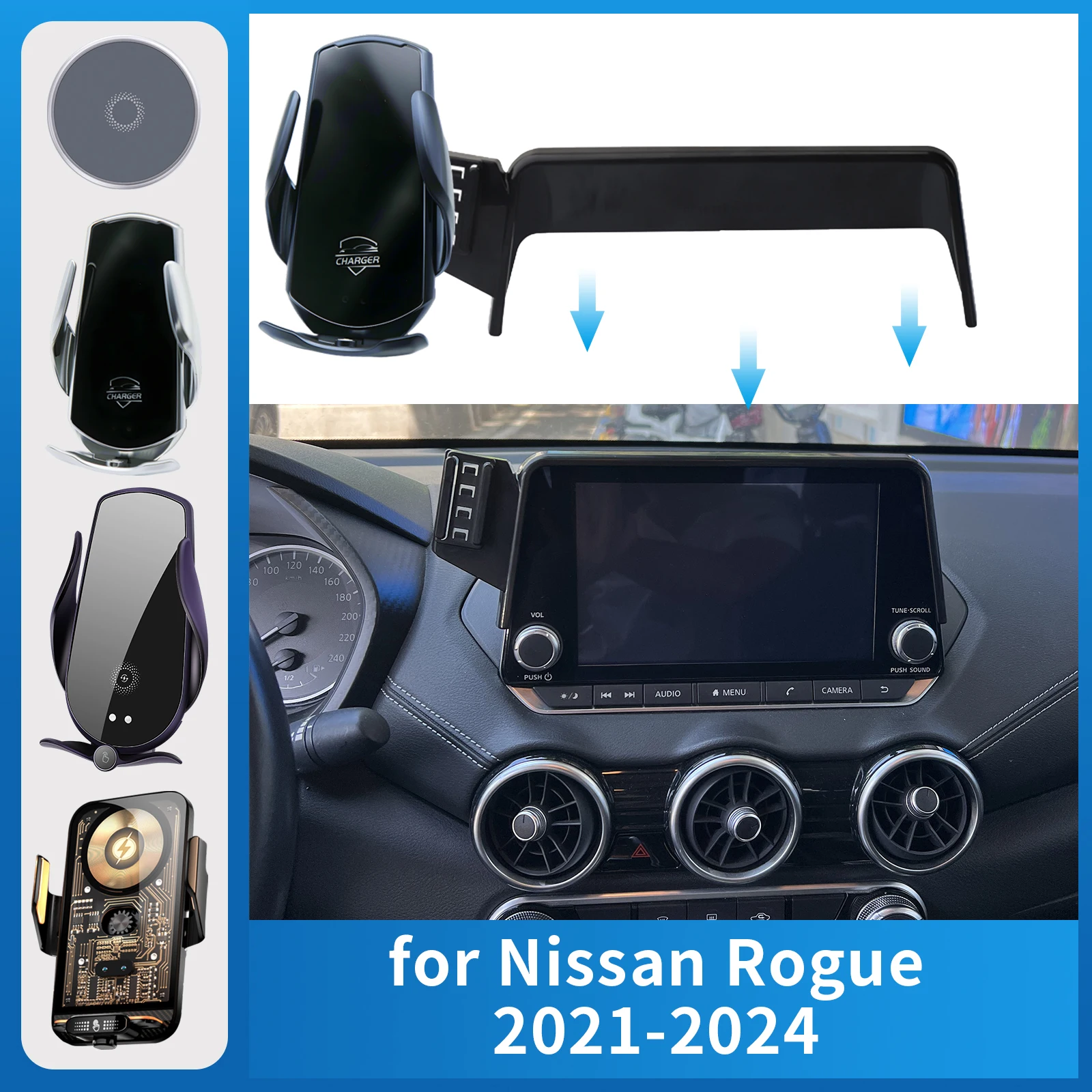

Car Phone Holder Charging for Nissan Rogue 2021-2024 T33 8inch Screen Navigation GPS Bracket Base Accessories