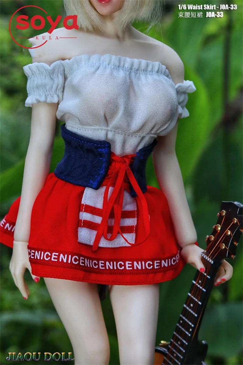 JOA-33 1/6 Soldatin Sexy Slim Off Shoulder Tube Top Taille Rock Modell fit 12 Zoll Bewegliche Action-figuren Körper Puppen Spielzeug