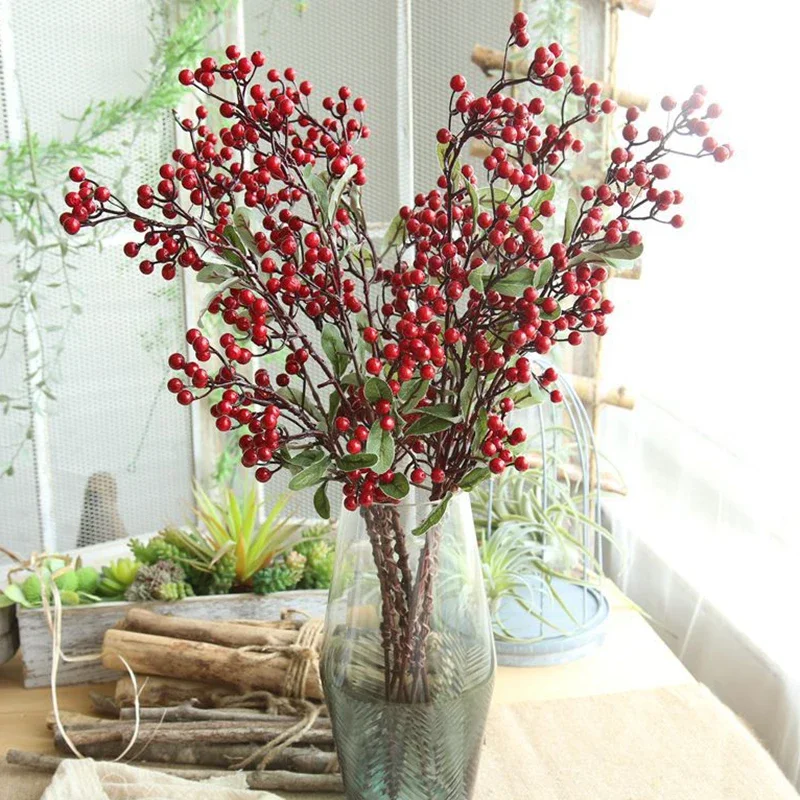 

Fruit Decor Wedding Bean Red Home Cherry Party Foam 1 Bouquet Christmas Concise Table Xmas Artificial Living Room