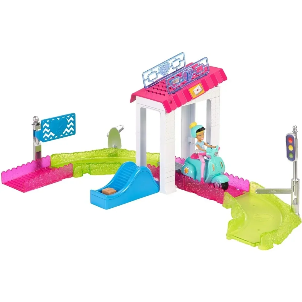 Original Mini Barbie Doll para meninas, Poststation Playset, coisas em miniatura para crianças, Barbie, Post Woman, brinquedos para meninas, FHV85