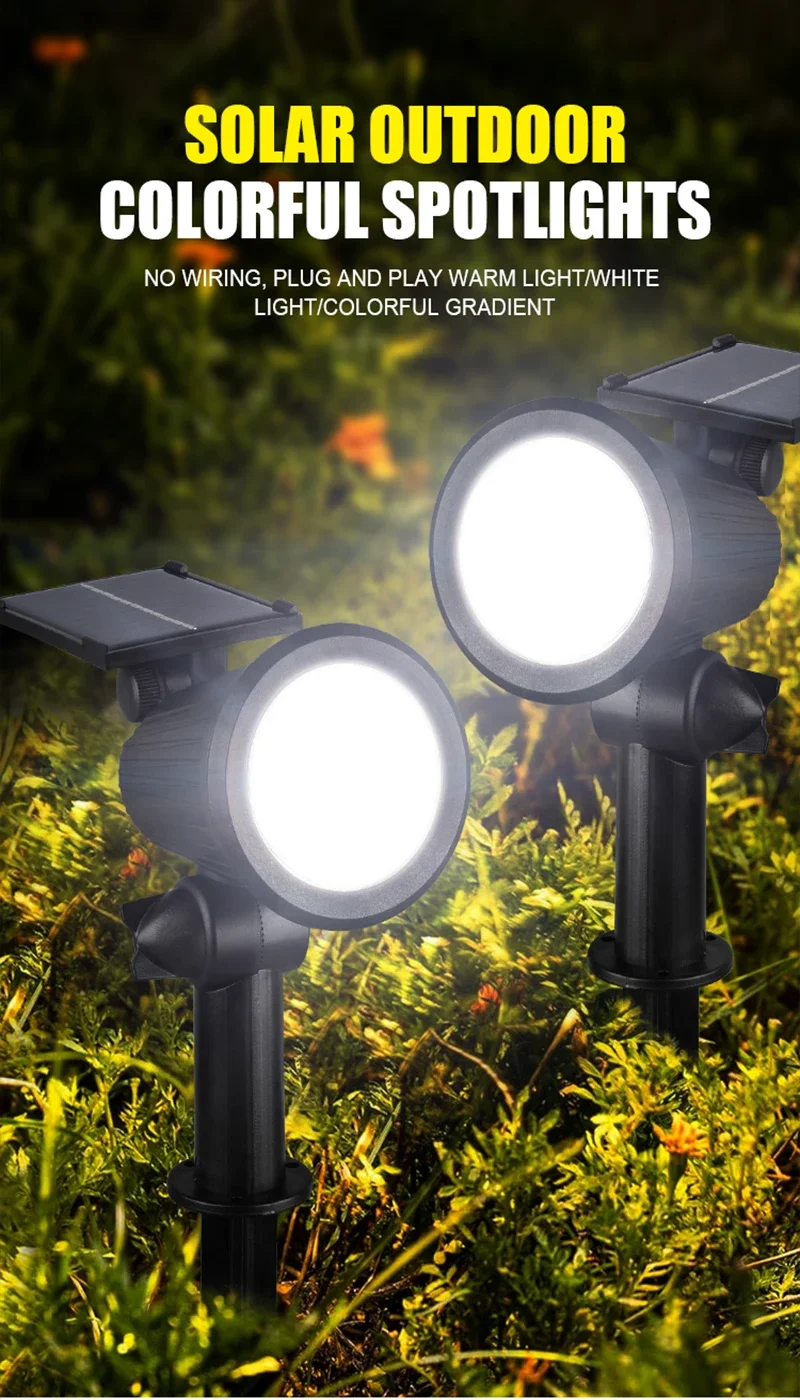 Solar Landscape Lights 9LED Adjustable In-Ground Wall Spotlight IP65 Waterproof Outdoor Lighting for Garden Yard Pathway 1-4Pcs