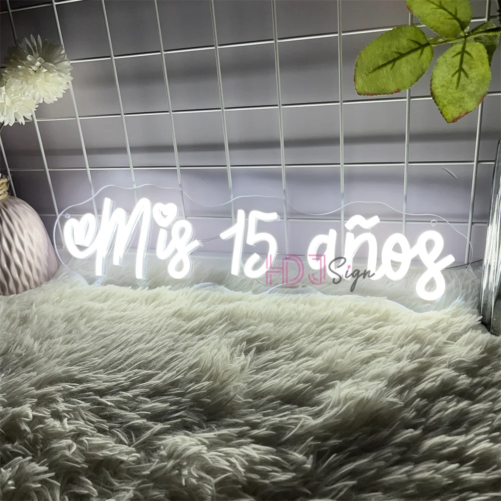 Mis 15 Anos Neon Led Sign Happy Birthday Neon Lights Party Room Wall Decor Mis Quince Anos Neon Sign Birthday Bedroom Decoration