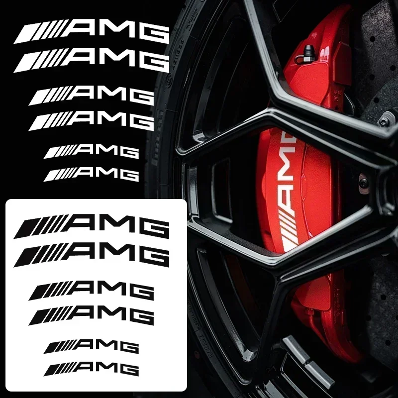 6PCS AMG car sticker brake caliper sticker window glass decoration is suitable for Mercedes-Benz AMG A C E R M Class CLA GLAW204