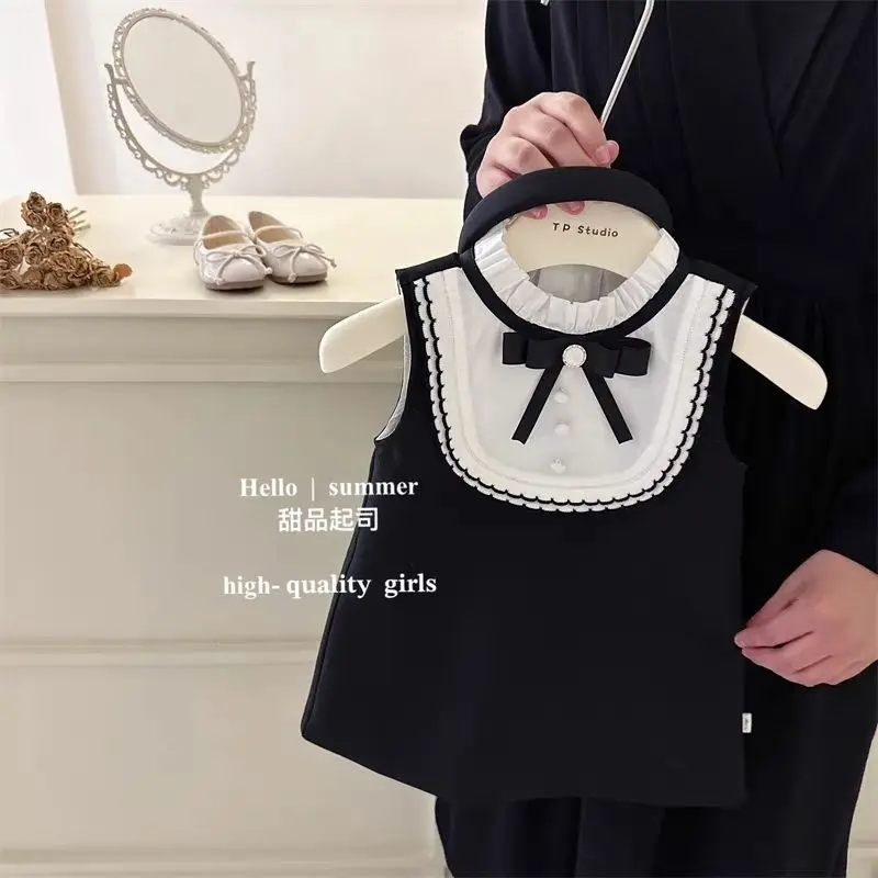 

Children's Clothing Summer Sleeveless Princess A-line Dress Girl's Tank Top Dress Round Neck Lace Bow Tie Princess Dress 2023