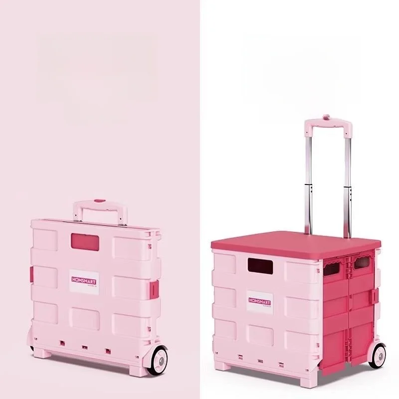 outdoor-camping-portable-storage-box-with-pull-rod-foldable-small-pushcart-for-comic-conventions-student-book-organization