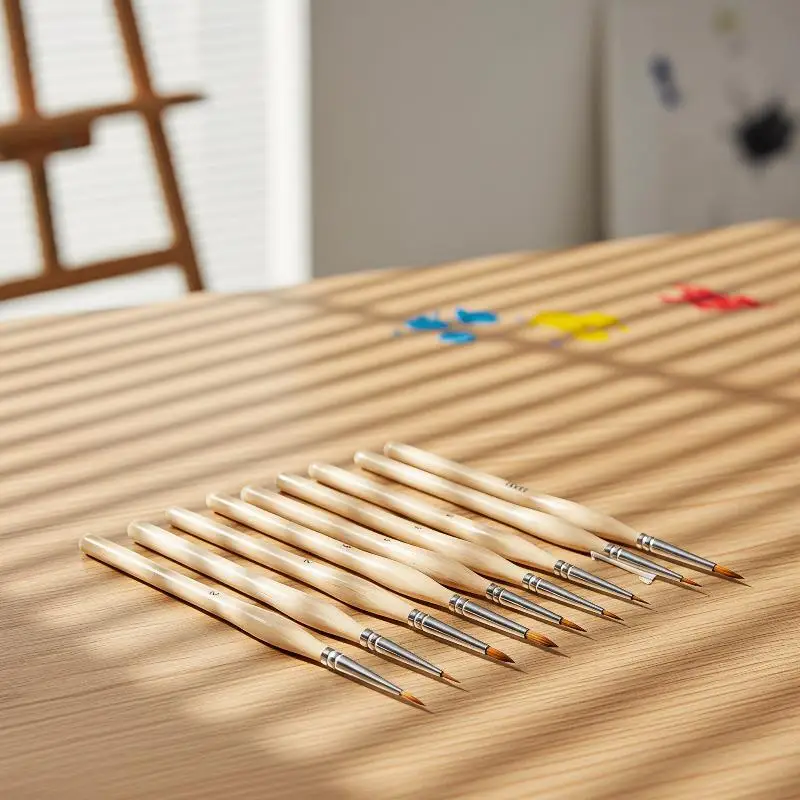 New！11Pcs Detail Brush Set Triangle Handle Micro Brush Acrylic Painting Art Brush Model Oil Painting Digital Painting Set