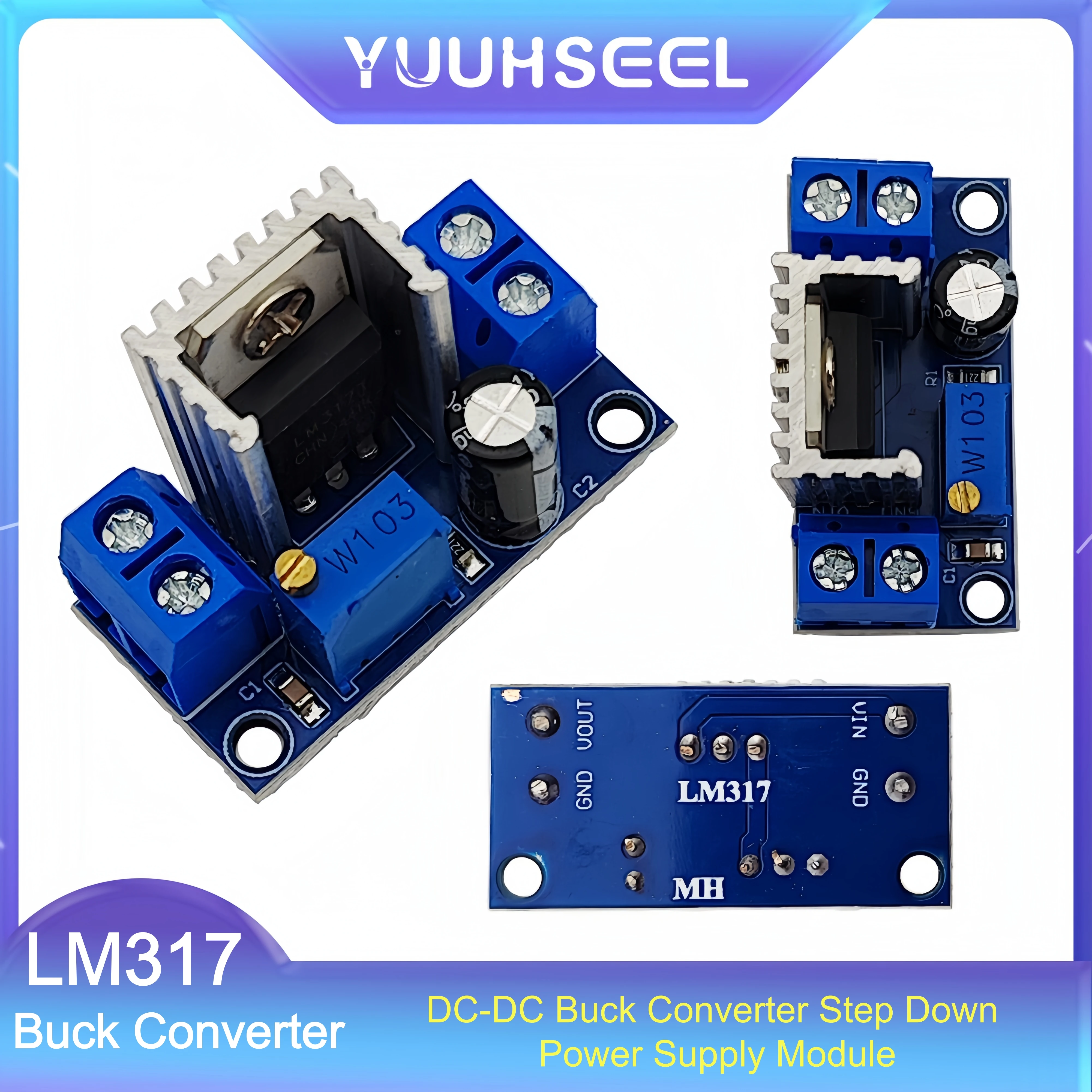 8PCS LM317 Adjustable Linear Voltage Regulator Module, DC Step Down Power Supply Board 1.2V-37V 1.5A for Electronic DIY