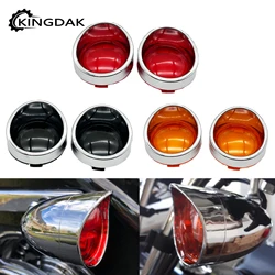 Motorcycle Bullet Turn Signal Light Lens Cover with Chrome Visor Bezels Fit For Harley Touring Sportster XL Softail Dyna V-Rod