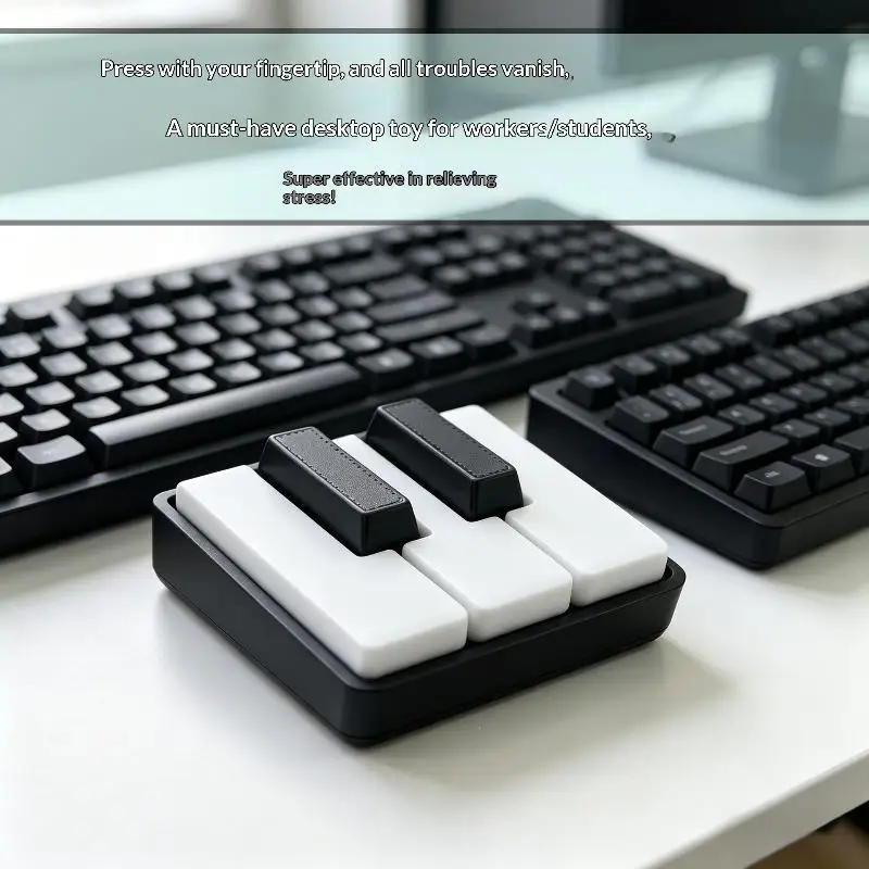 Mini Piano Keyboard Fidget Clicker Toy Satisfying Press Feeling Portable Keychain For Adults Office Stress Relief
