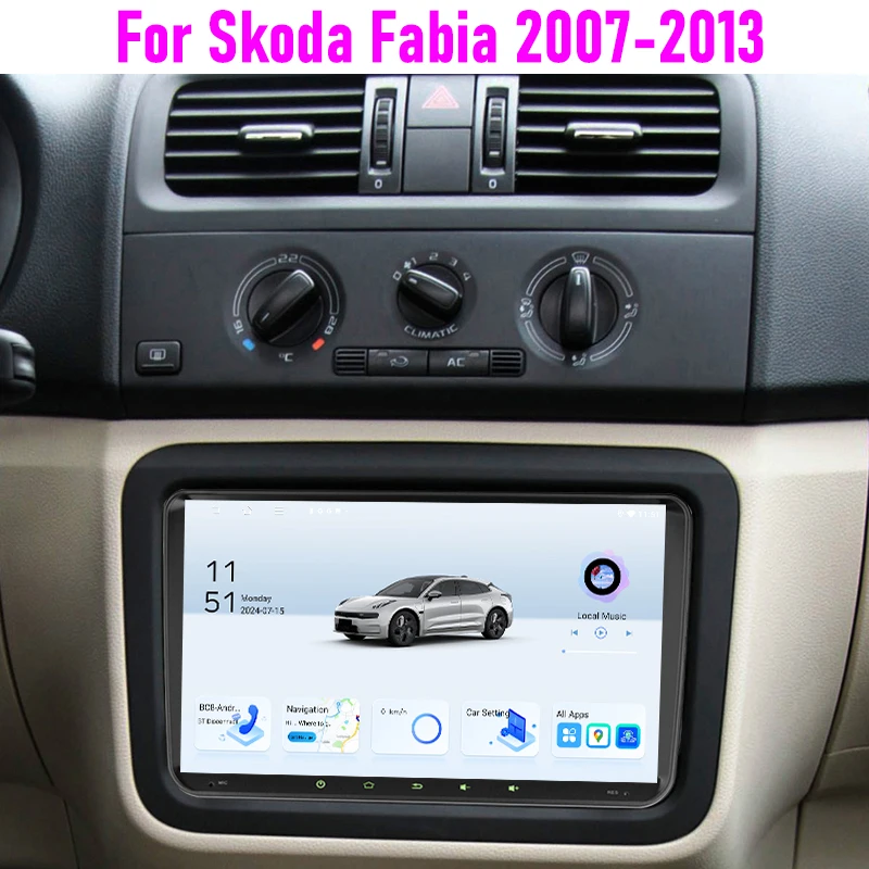 

9" 4+64GB For Skoda Fabia 2007-2013 Car Radio Wireless CarPlay Android Auto Stereo Head Unit Bluetooth Reversing Image