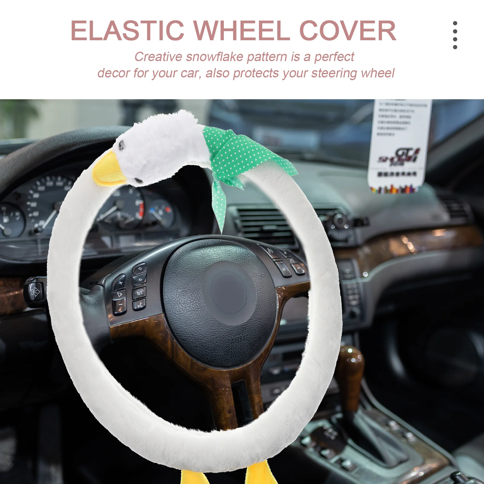 

Steering Wheel Cover Premium Car Wheel Protector Winter Warm Auto Cover Universal Fit Cute Duck Decoration Soft Touch