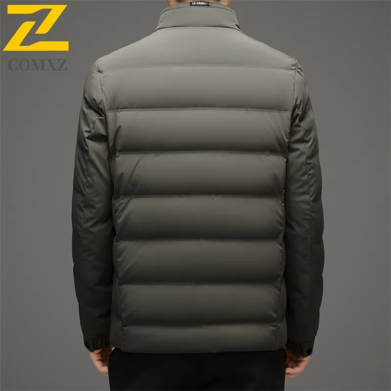 COMXZ Men Puffer Jacket  Winter Warm Business Casual Lightweight  Skiing White Duck Down Outdoor Windproof Thickened Parka Coat