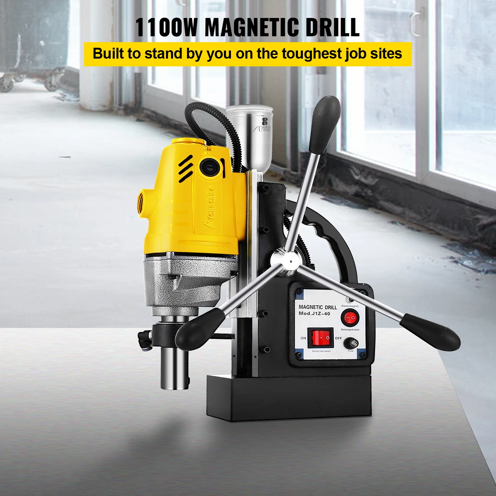 VEVOR MD40 40mm trapano magnetico 1100W macchina elettrica regolabile in altezza per impianto di perforazione da banco per ingegneria struttura in acciaio