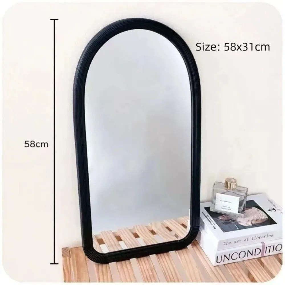 Wall Mounted Makeup Mirror Explosion Proof Black White Frame Tabletop Dressing Mirror Large Non Slip Student Vanity Mirror