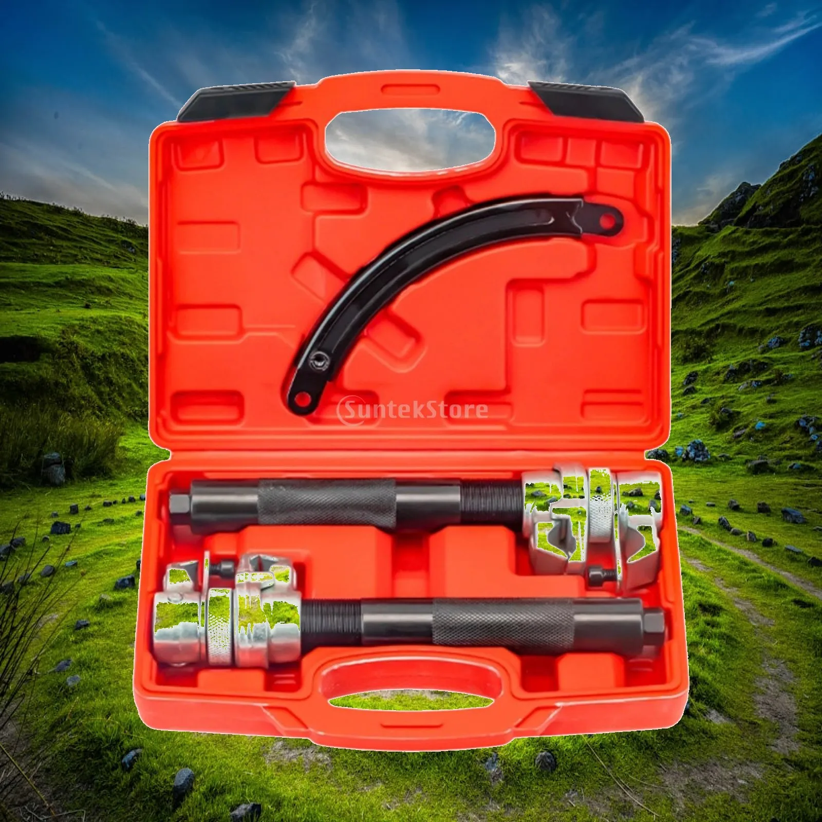 3 Pieces Spring Compressor with Safety Bar Threaded Coil Spring Compressor Long-Lasting Easy to Use for Mechanics, Workshops