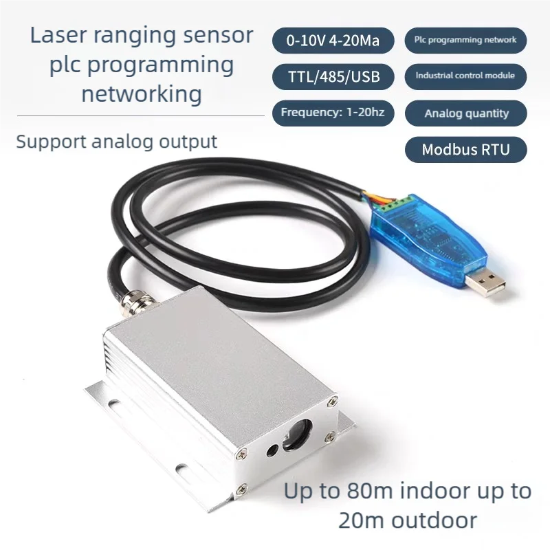 

Laser Ranging Sensor Industrial Module High Precision TTL/485/RTU 4-20ma 0-10V Analog Quantity