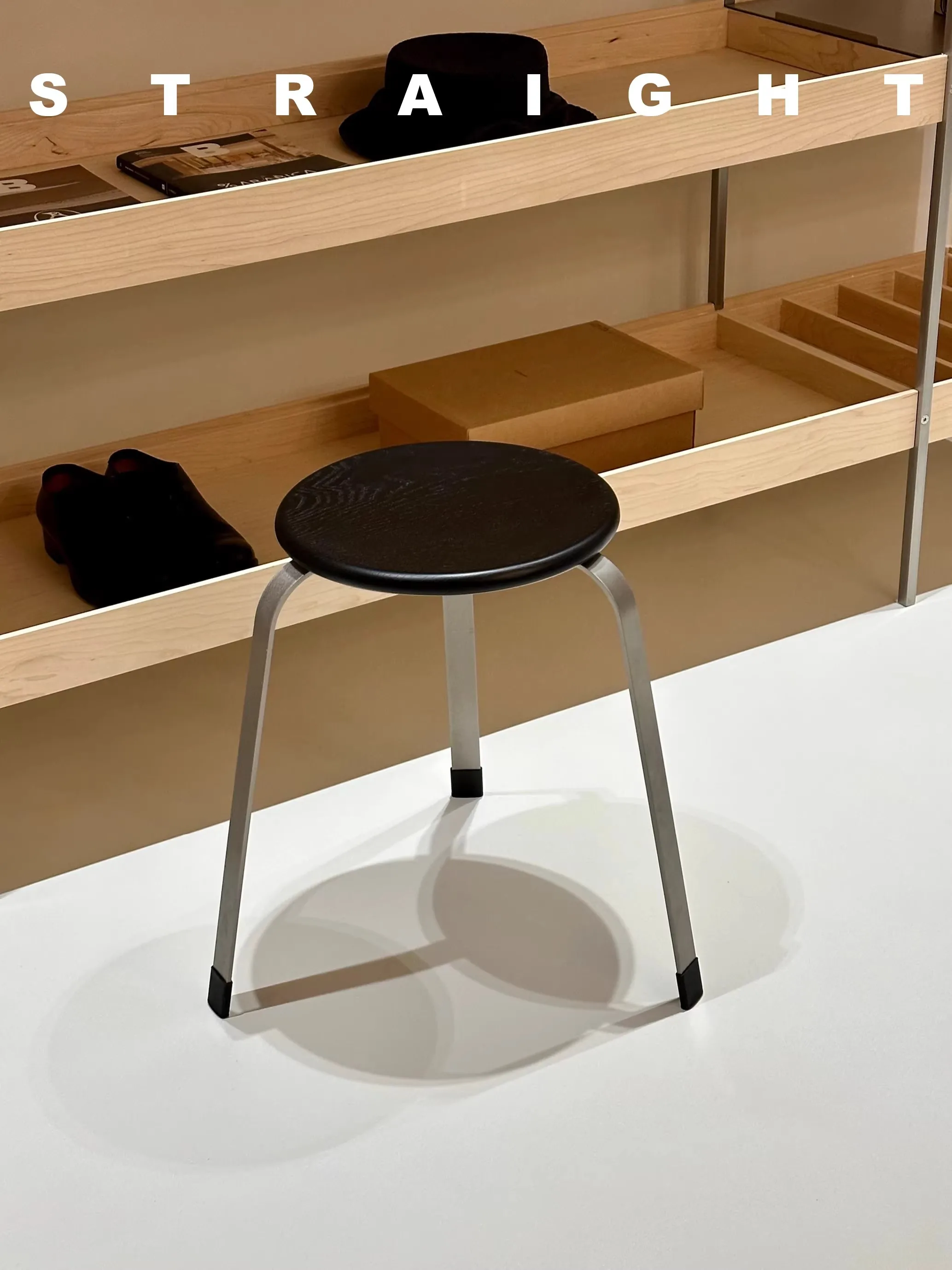 Nordic Style Solid Wood Stainless Steel Three legged Stool Living Room Small Stool Restaurant Chair Stackable Save Space Stool