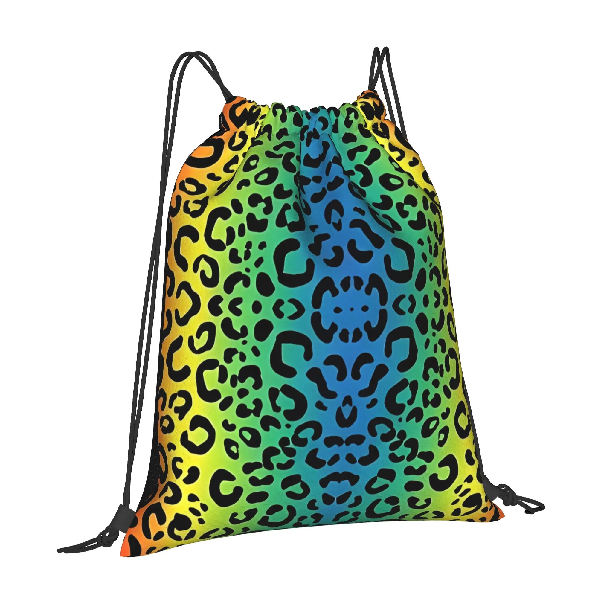 Leopard Print 3 Leopard Print Multi-function Pocket Men Women Storage Backpack Teenager Travel Bag Print Drawstring Bags