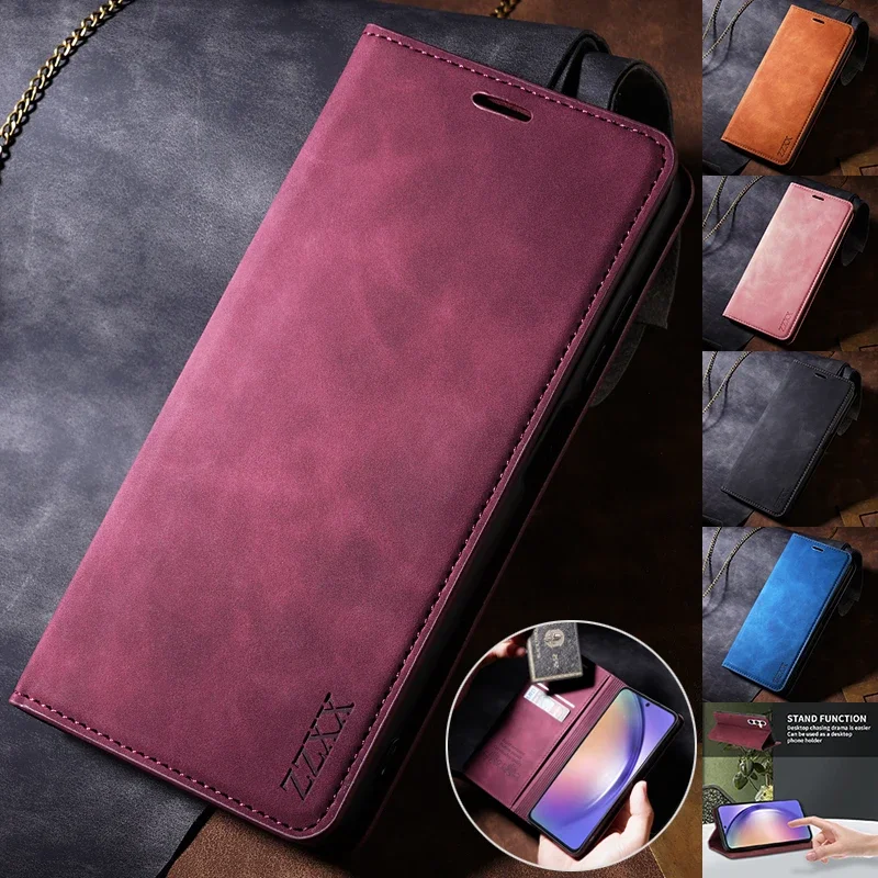 Wallet Skin Friendly Flip Leather Case For Samsung Galaxy A04s A05s A13 A14 A15 A34 A35 A51 A52 A53 A54 A55 A71 A6 A7 A8 2018