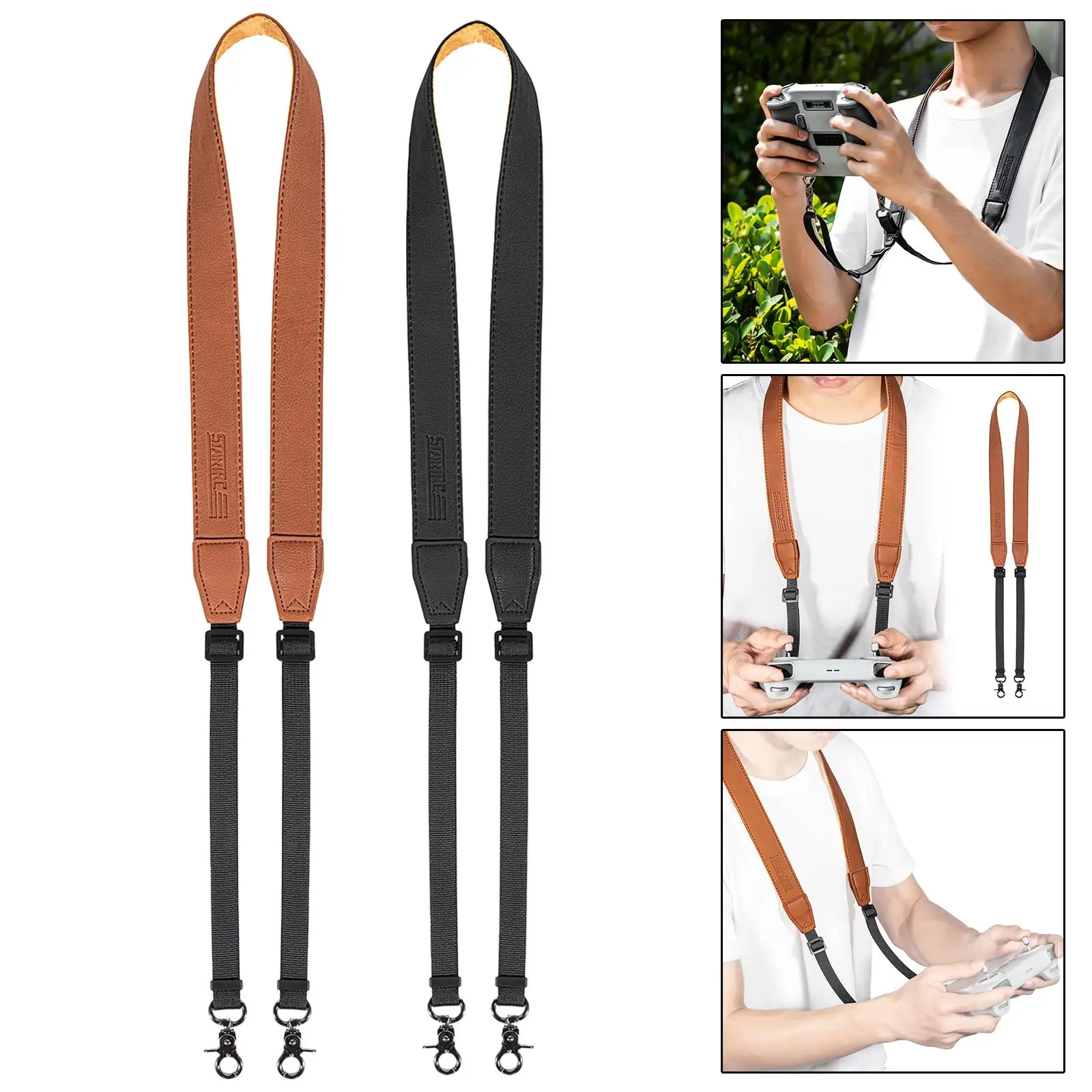 Neck Strap Hanging Lanyard PU Leather Strap Adjustable Comfortable Hands Free Quick Release for RC Remote Control Accessory