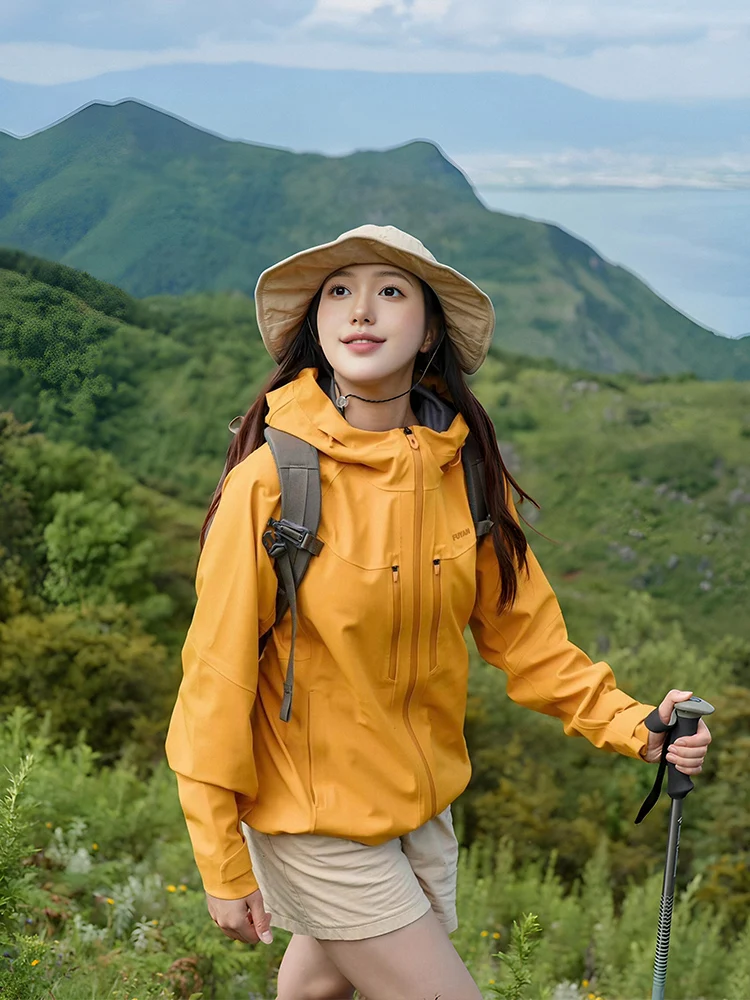 

Женская желтая ветрозащитная износостойкая куртка для активного отдыха Fuyuan, три в одном: для походов и альпинизма, весна-осень, новинка
