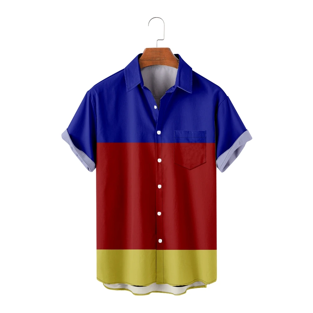 Caual Camisas para Homens Listras Verdes e Whiet Imprimir Manga Curta Camisas Amarelas Cool Summer Tops Vintage Respirável