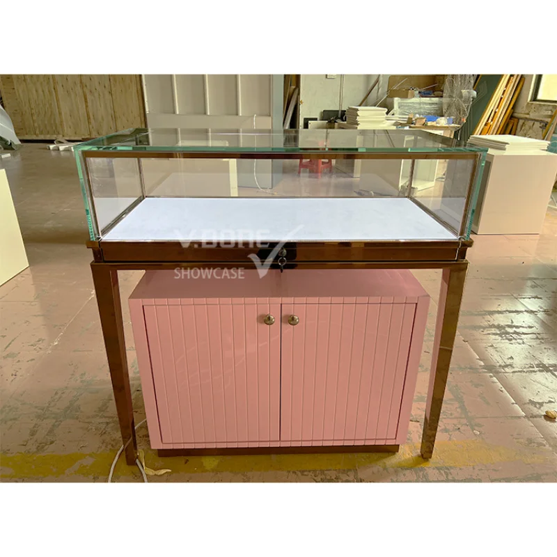 [Customized]Modern Luxury Jewelry Shop Counter Design customized glass standing Display Cabinet Showcase Jewellery stor