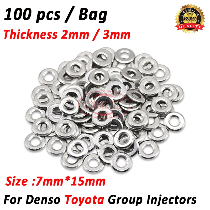 100pcs 2mm Injector Washer 3mm Thickness Nozzle Heat Shield Rings For Toyota 16600-EB70A 16600-EB70B 16600-EB70C