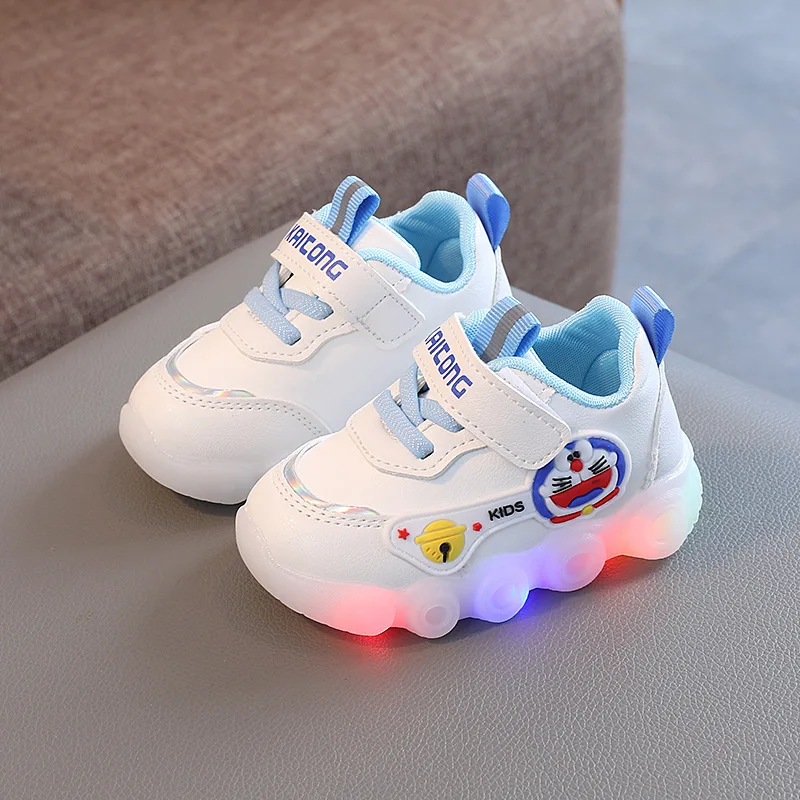 Kid Shoes Children Sports Shoes 2023 Spring/Summer New Boys/Girls LED Light Casual Shoes Soft Sole Small White Shoes Zapatillas