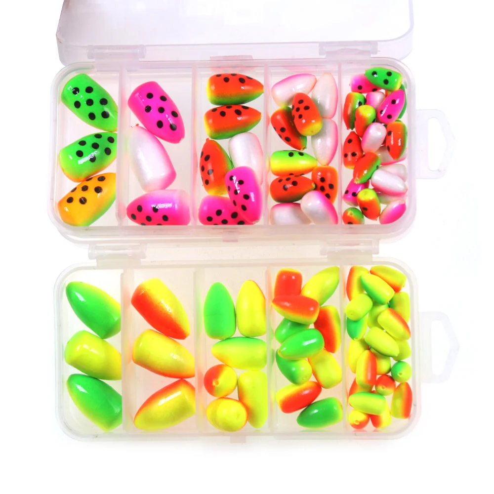42-teiliges Set Angelschaum-Schwimmer, Kugel- und Ovalförmige Schwimmer für Pompano, Zander, Grundangeln, Brandungsangeln, Salzwasser-Angelzubehör
